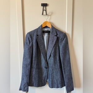 Zara Blue Gray Single-Button Blazer
